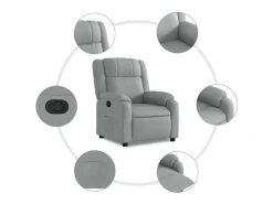 Sillón de relax | Sillón reclinable de tela gris claro SHL4498