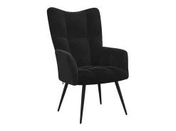 Sillón de relax | Sillón relajante con taburete de terciopelo negro SHL4943