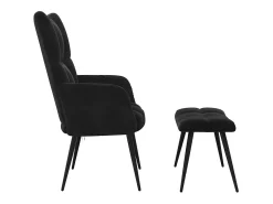 Sillón de relax | Sillón relajante con taburete de terciopelo negro SHL4943