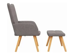 Sillón de relax con reposapiés de tela gris taupé