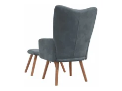 Sillón de relax con taburete terciopelo gris oscuro