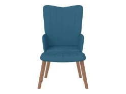 Sillón de relax con taburete terciopelo azul