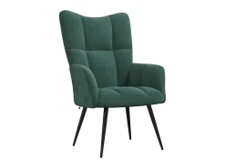 Sillón de relax con taburete terciopelo verde oscuro