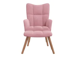 Sillón de relax con taburete terciopelo rosa