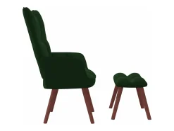 Sillón de relax con taburete terciopelo verde oscuro
