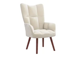 Sillón de relax con taburete terciopelo blanco crema