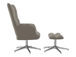 Sillón de relax con taburete terciopelo gris claro ES958254