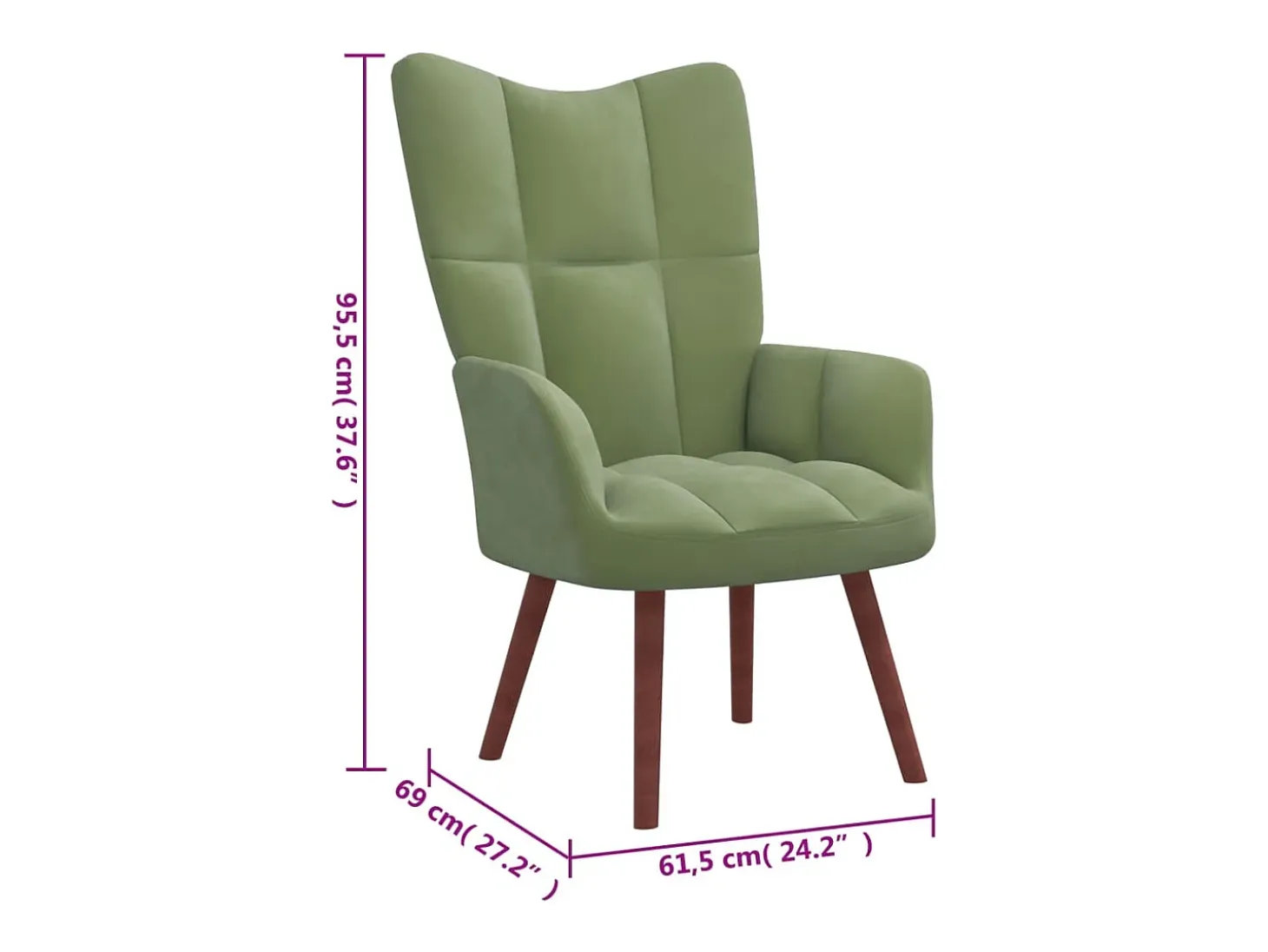 Sillón de relax con taburete de terciopelo verde claro