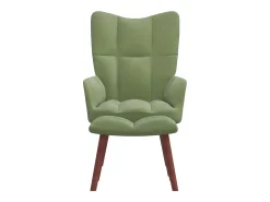 Sillón de relax con taburete de terciopelo verde claro
