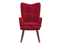 Sillón de relax con taburete terciopelo rojo tinto