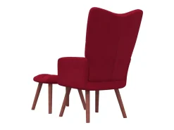 Sillón de relax con taburete terciopelo rojo tinto