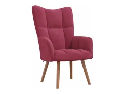 Sillón de relax con taburete terciopelo rojo tinto