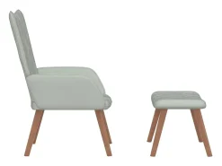Sillón de relax con taburete de terciopelo gris claro