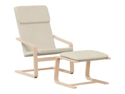 Sillón de relax con taburete tela color crema ES18334