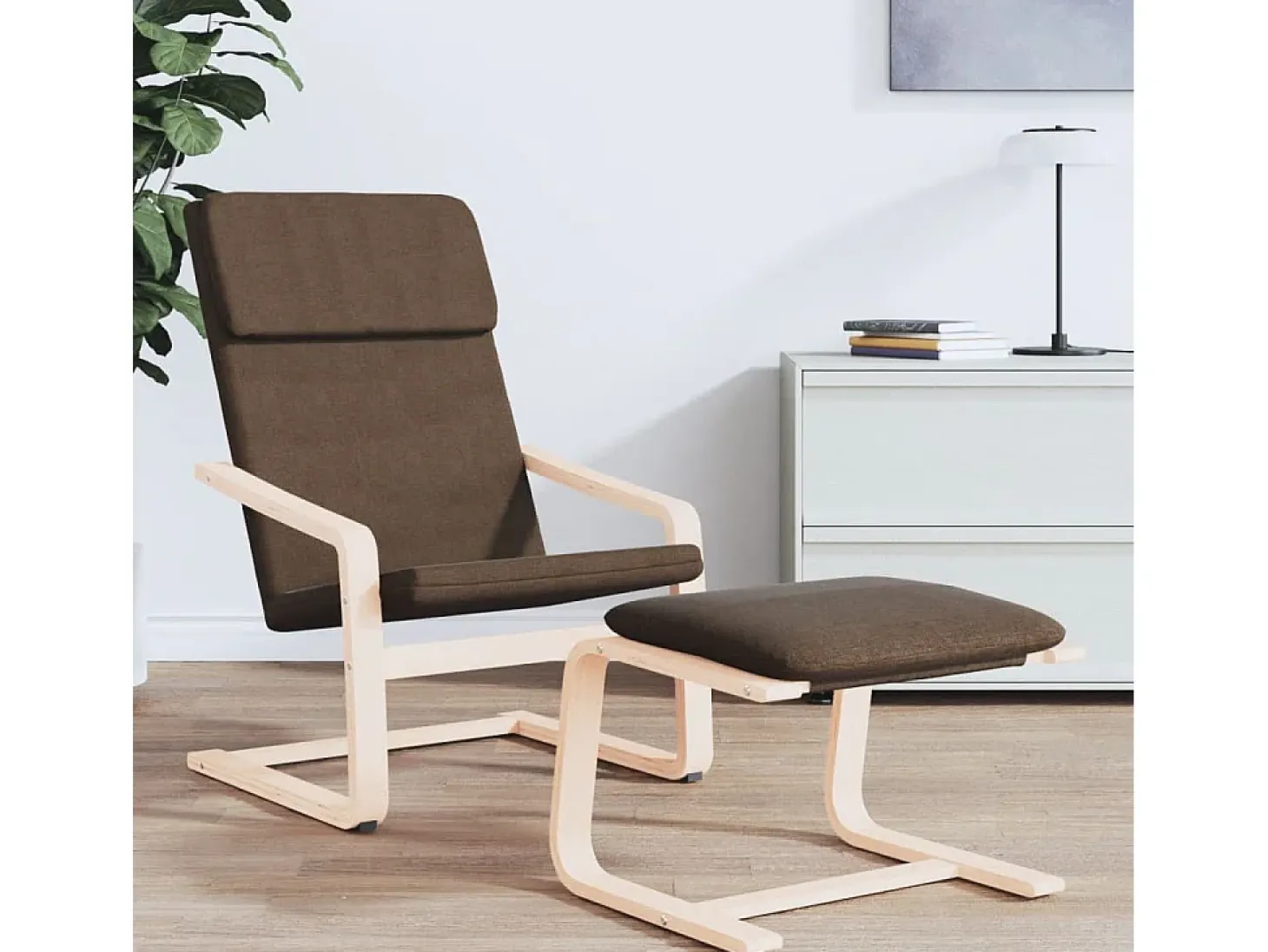 Sillón de relax de tela marrón oscuro