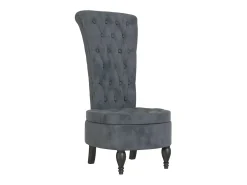 Sillón de respaldo alto con botones terciopelo gris oscuro