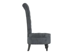 Sillón de respaldo alto con botones terciopelo gris oscuro