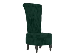 Sillón de respaldo alto con botones terciopelo verde oscuro