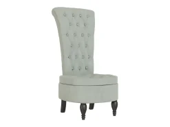 Sillón de respaldo alto con botones terciopelo gris claro