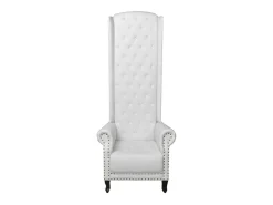 Sillón de respaldo alto cuero sintético blanco