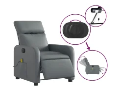 Sillón de salón | Silla | Sillón de masaje reclinable eléctrico cuero sintético gris SHL6325