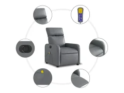 Sillón de salón | Silla | Sillón de masaje reclinable eléctrico cuero sintético gris SHL6325