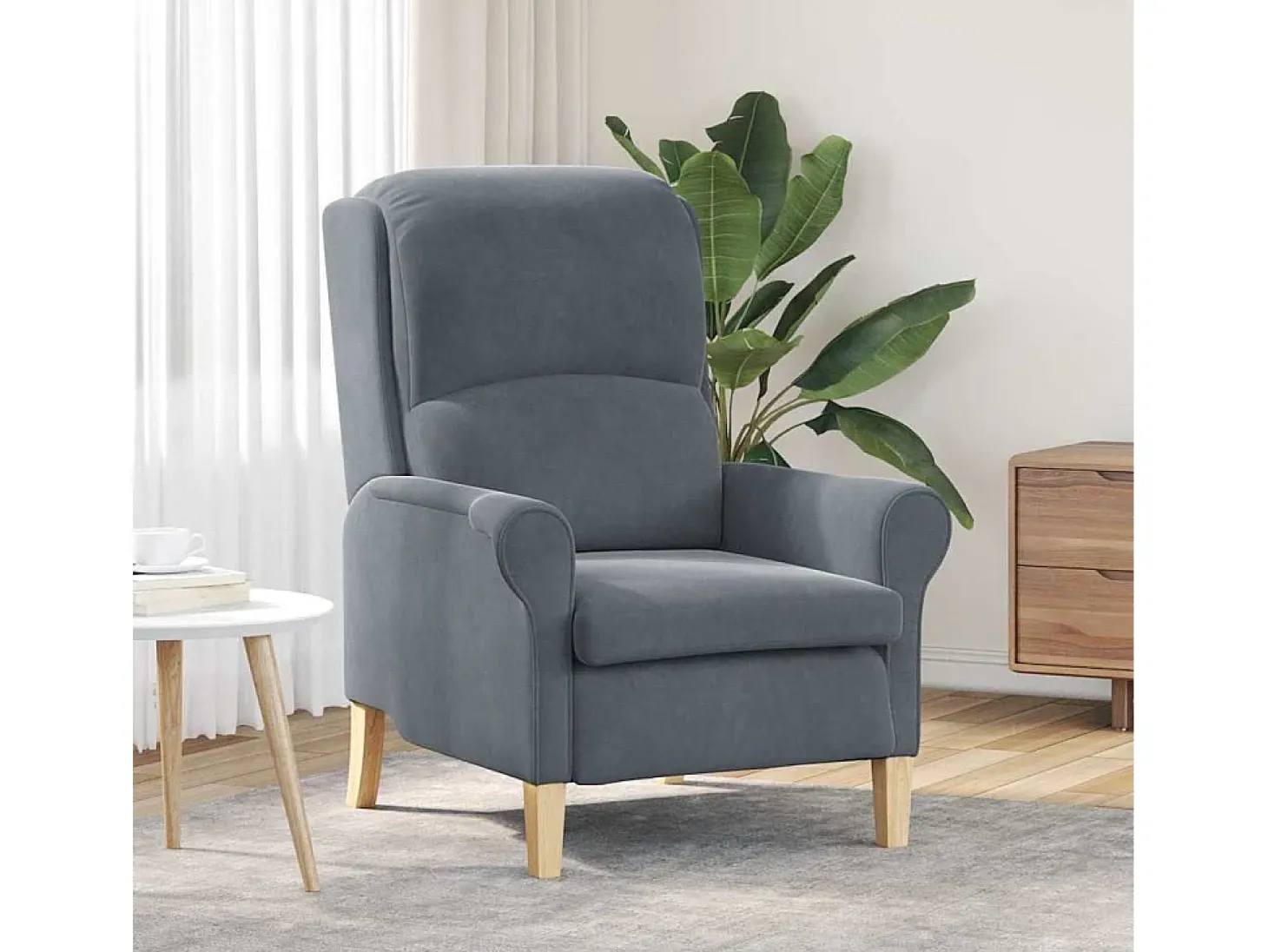 Sillón de salón | Silla de relax | Sillón Gris oscuro 76x94x102 cm Terciopelo SHL3774