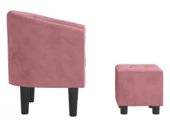 Sillón de salón | Silla de relax con taburete terciopelo rosa SHL2151