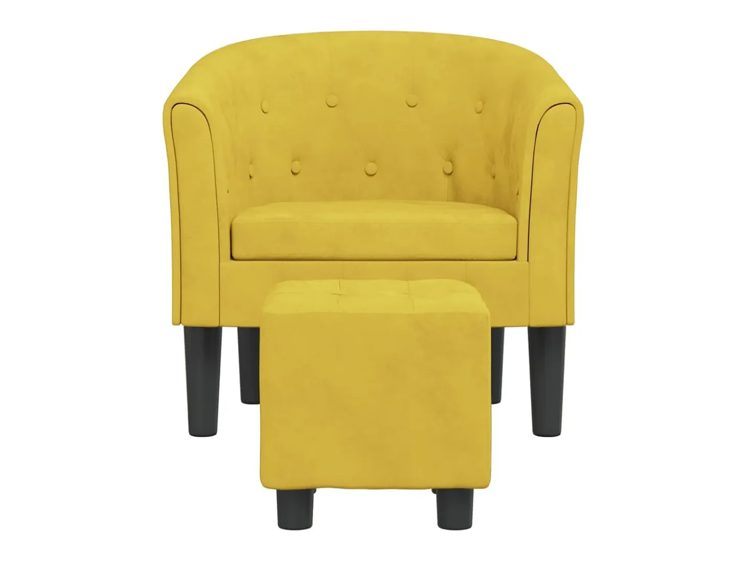 Sillón de salón | Silla de relax con taburete terciopelo amarillo SHL4713