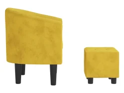 Sillón de salón | Silla de relax con taburete terciopelo amarillo SHL4713