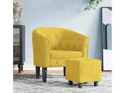 Sillón de salón | Silla de relax con taburete terciopelo amarillo SHL4713