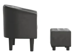 Sillón de salón | Silla de relax con taburete cuero sintético gris SHL5560