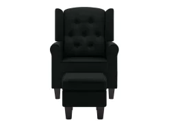 Sillón de salón | Silla de relax con reposapiés de tela negro SHL4697