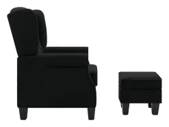 Sillón de salón | Silla de relax con reposapiés de tela negro SHL4697