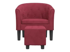 Sillón de salón | Silla de relax con taburete terciopelo rojo tinto SHL2362