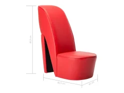 Sillón de salón con forma de zapato de tacón cuero sintético rojo SHL6038
