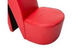 Sillón de salón con forma de zapato de tacón cuero sintético rojo SHL6038