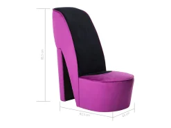 Sillón de salón con forma de zapato de tacón terciopelo morado SHL8049