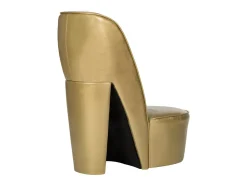 Sillón de salón con forma de zapato de tacón cuero sintético dorado SHL9237