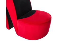 Sillón de salón con forma de zapato de tacón terciopelo rojo SHL9329