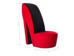 Sillón de salón con forma de zapato de tacón terciopelo rojo SHL9329