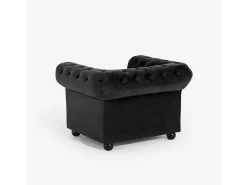 Sillón de salón de estilo clásico Chesterfield de terciopelo Coventry - Negro