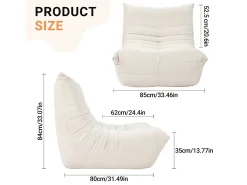 Sillón de sillón de beige en beige - asiento profundo 62 cm - 80x85x84cm