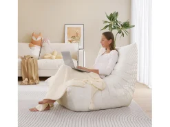 Sillón de sillón de beige en beige - asiento profundo 62 cm - 80x85x84cm