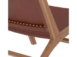 Sillón de teca y cuero marrón liso - Kuna