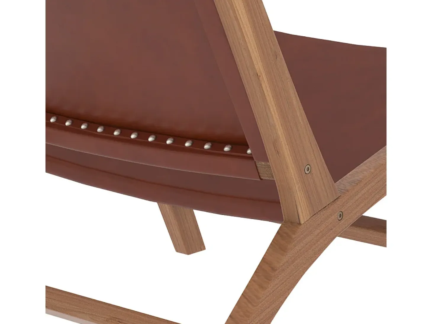 Sillón de teca y cuero marrón liso - Kuna