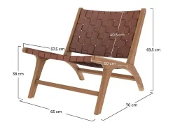 Sillón de teca y cuero tejido marrón - Kuna