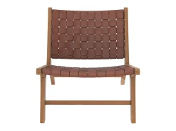 Sillón de teca y cuero tejido marrón - Kuna