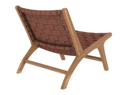Sillón de teca y cuero tejido marrón - Kuna