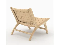 Sillón de teca y cuero trenzado beige - Kuna